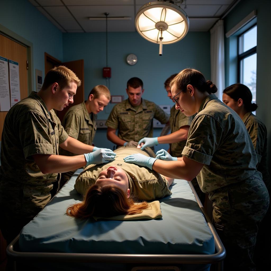 Medical Staff Treating Wounded Soldier at the 71st Evac Hospital