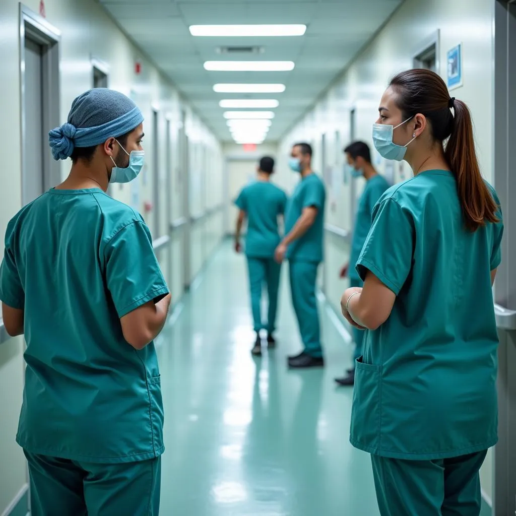 Abbasi Shaheed Hospital medical professionals in a hallway