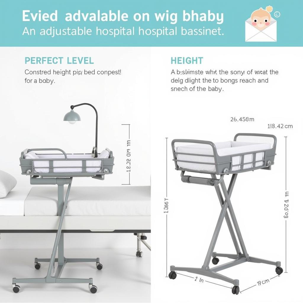 Adjustable hospital infant bassinet for optimal height and comfort