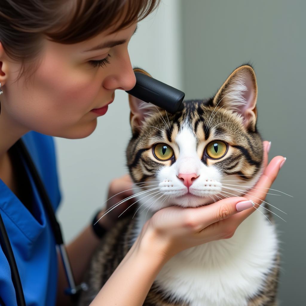 Veterinarian Performing a Wellness Exam on a Cat