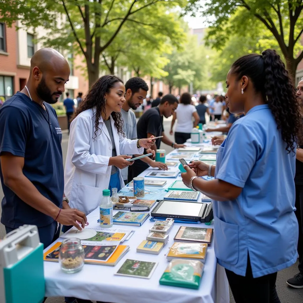 Doctors and nurses from Albert Einstein Hospital participating in a community health fair in the Bronx