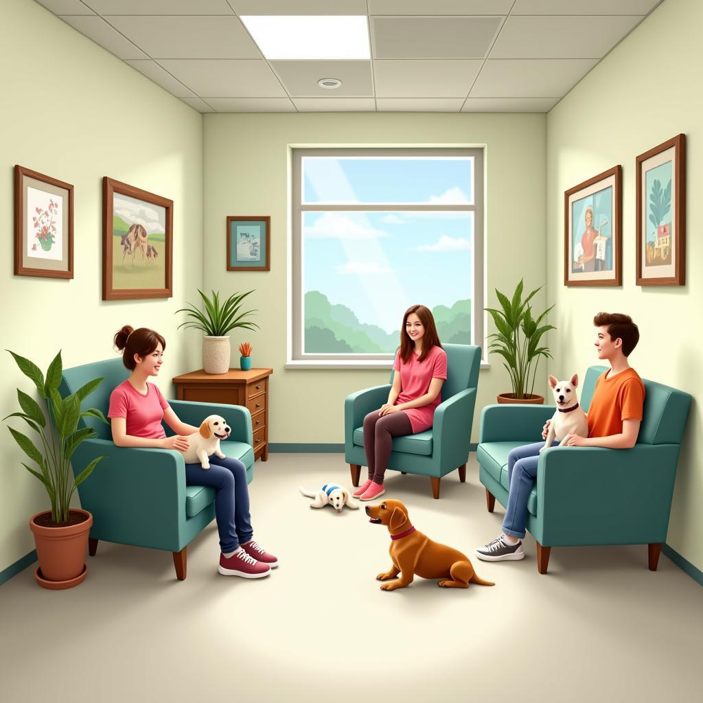 Comfortable and welcoming waiting area at the Aldie Veterinary Hospital