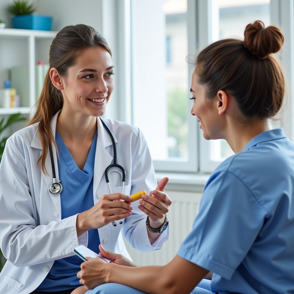 Patient and Healthcare provider discussing medication