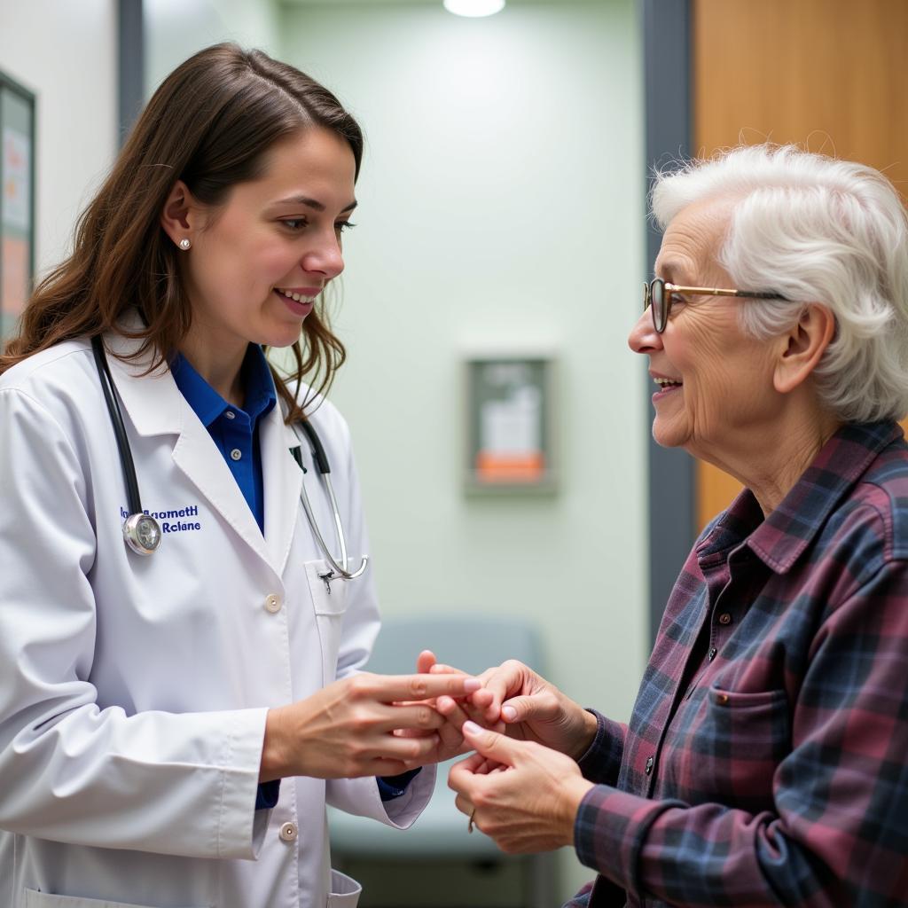 Pharmacy resident interacting with a patient at Allegheny General Hospital