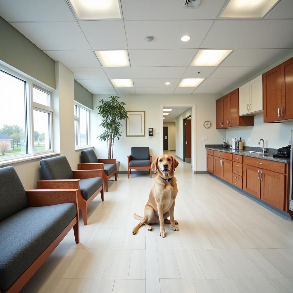 Spacious and welcoming waiting room at an Altoona vet hospital