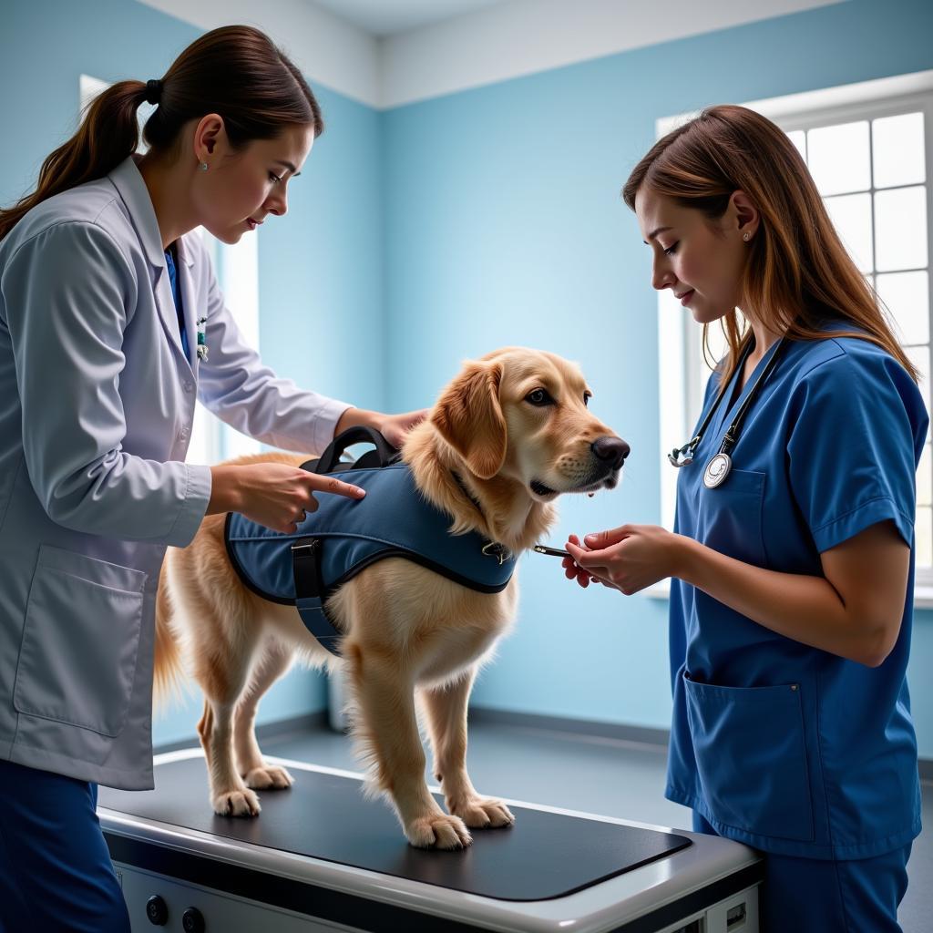 Dog getting an x-ray in an animal hospital in Annandale, VA