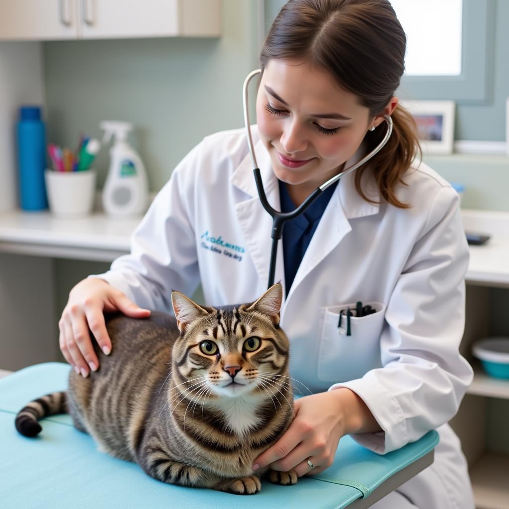 Experienced veterinarian examining a cat in Annapolis cat hospital