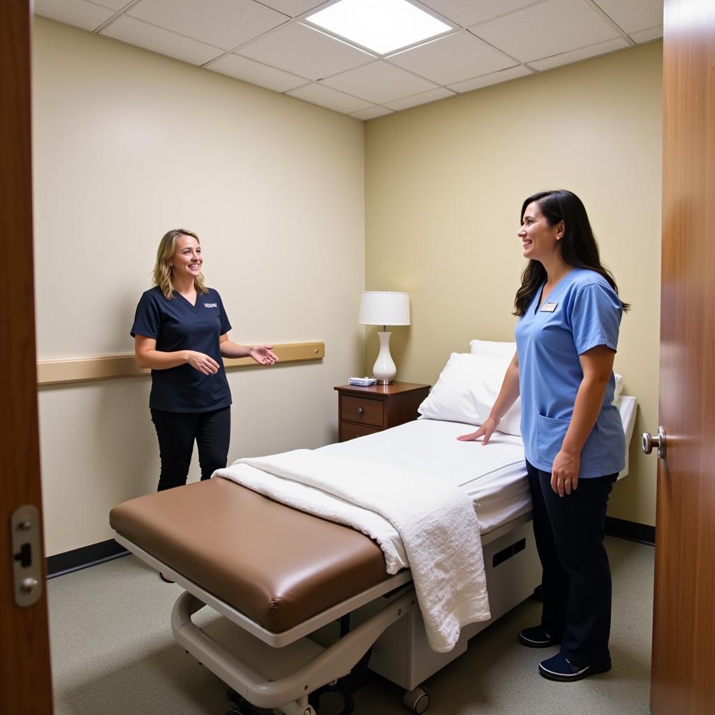 Private anteroom hospital room for patient preparation and recovery