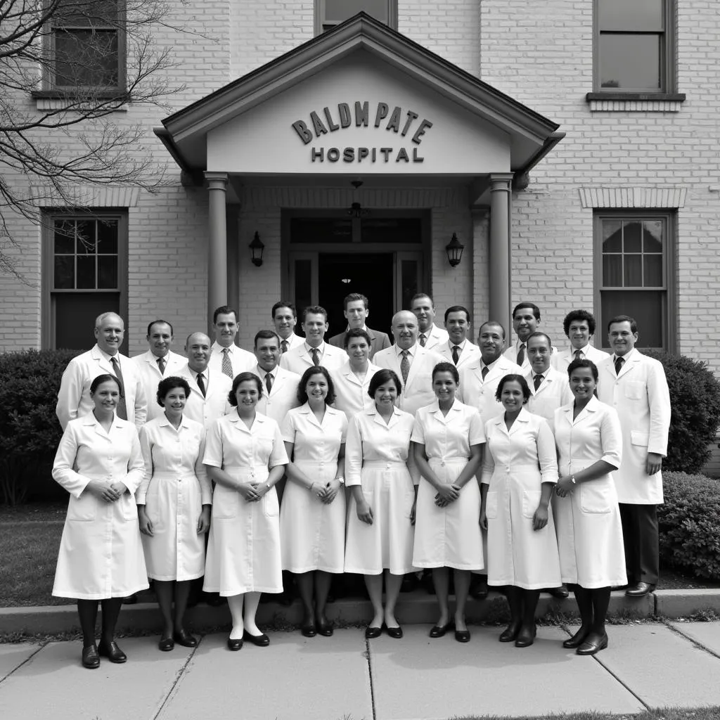 Black and white photo of Baldpate Hospital staff 