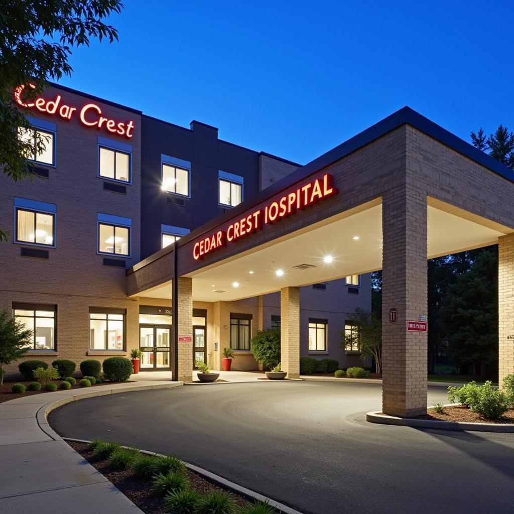 Arrival at Cedar Crest Hospital's Main Entrance