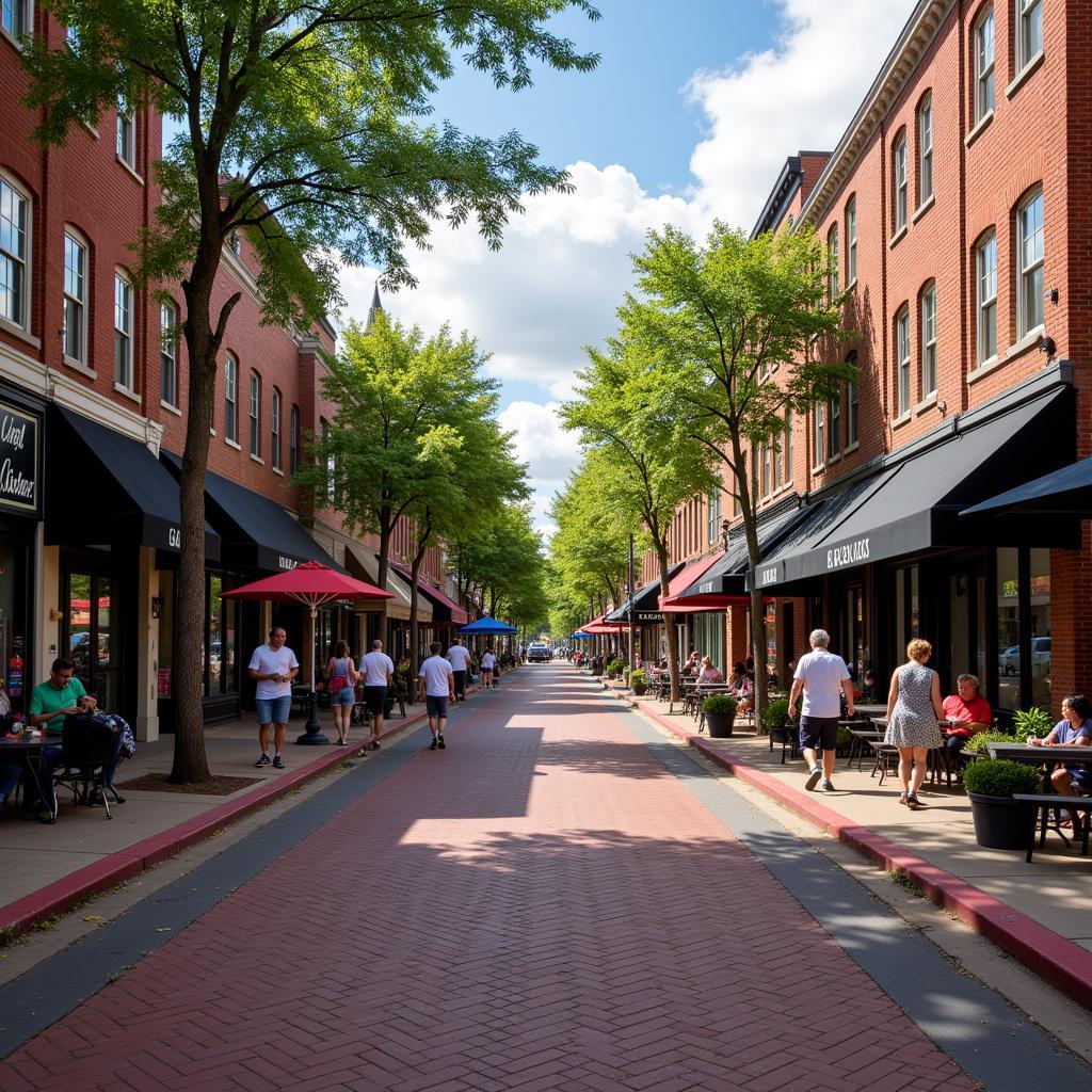 Vibrant downtown scene in Athens, GA