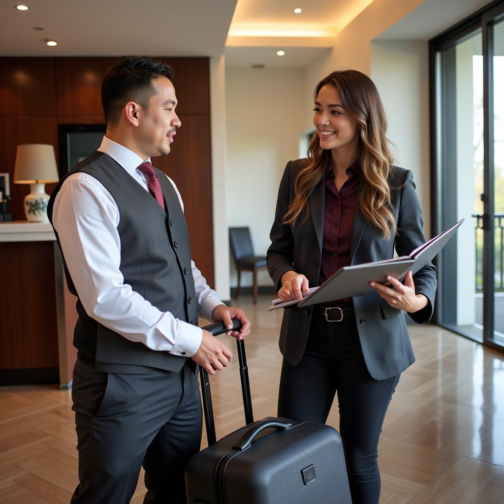 Hotel Concierge Assisting a Guest