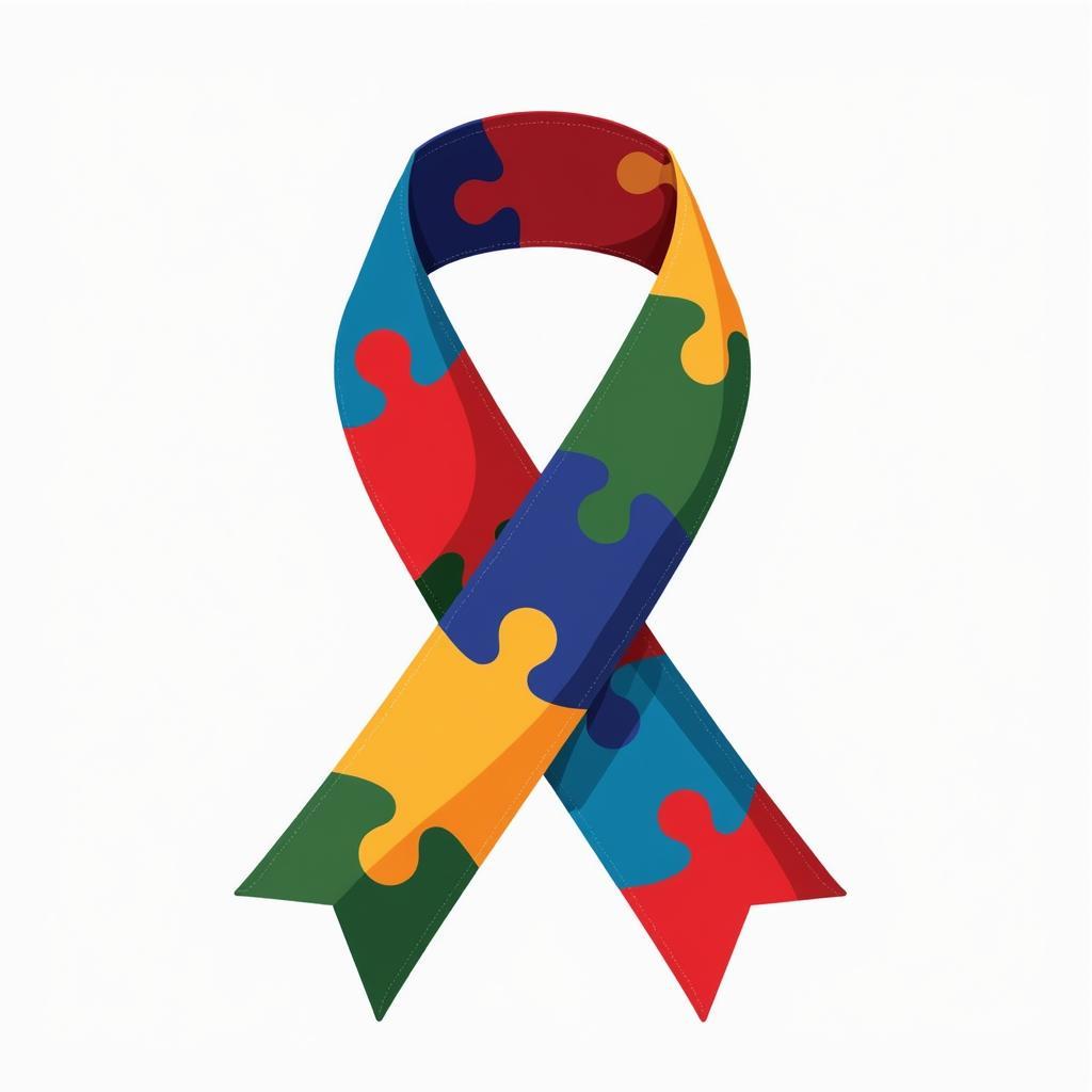 Autism Awareness Ribbon with Puzzle Pieces