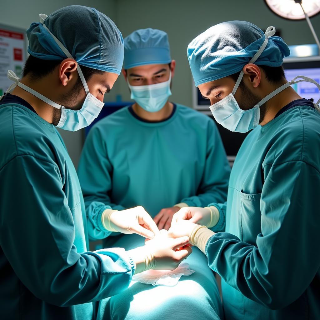 Surgical team in the operating room preparing for a procedure