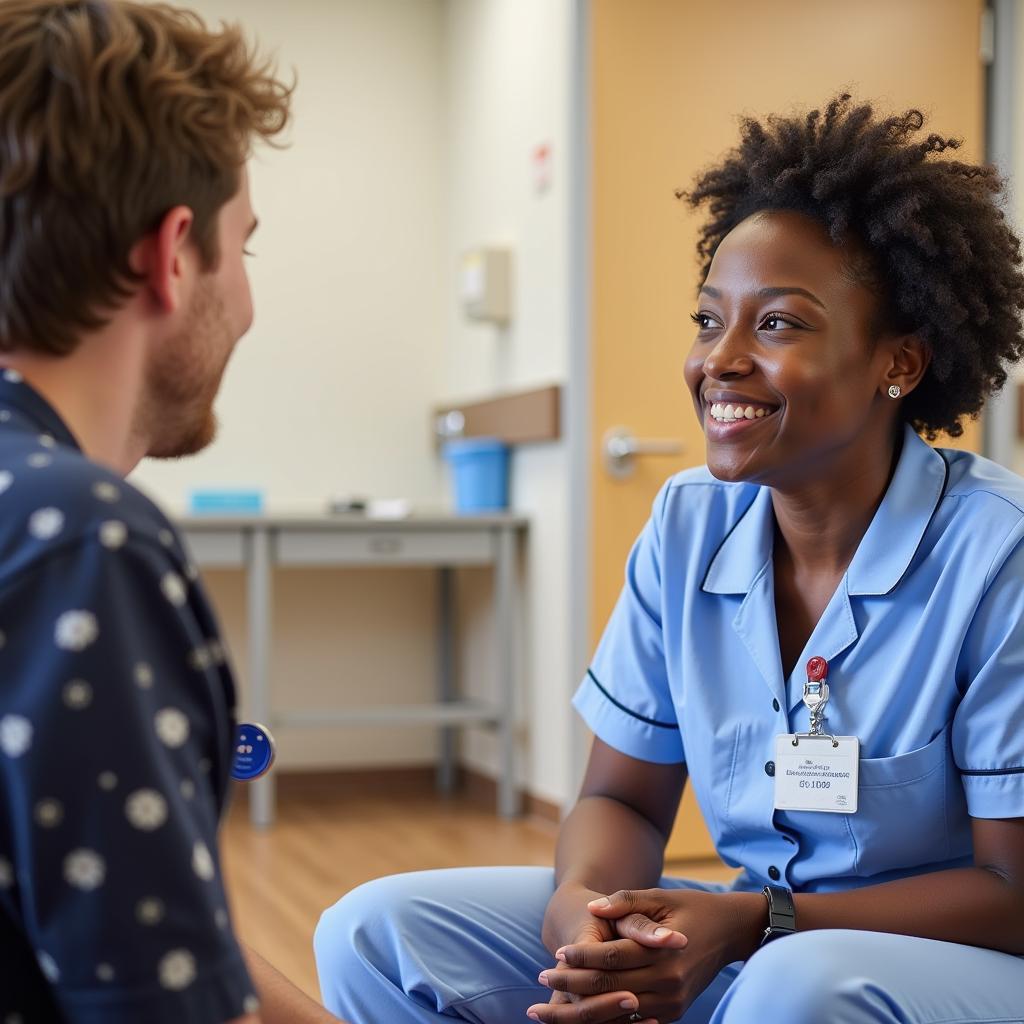 Beaumont Hospital Employee Smiling During Patient Interaction