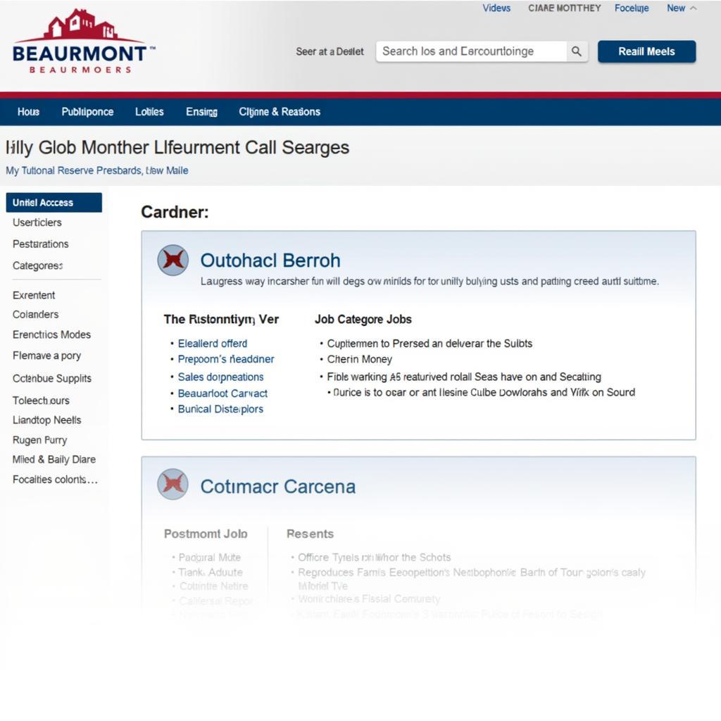 User-friendly job portal interface at Beaumont Health