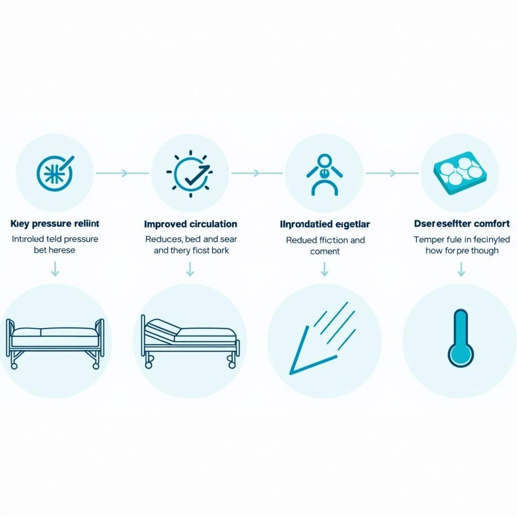 Infographic depicting the various benefits of a gel overlay hospital bed