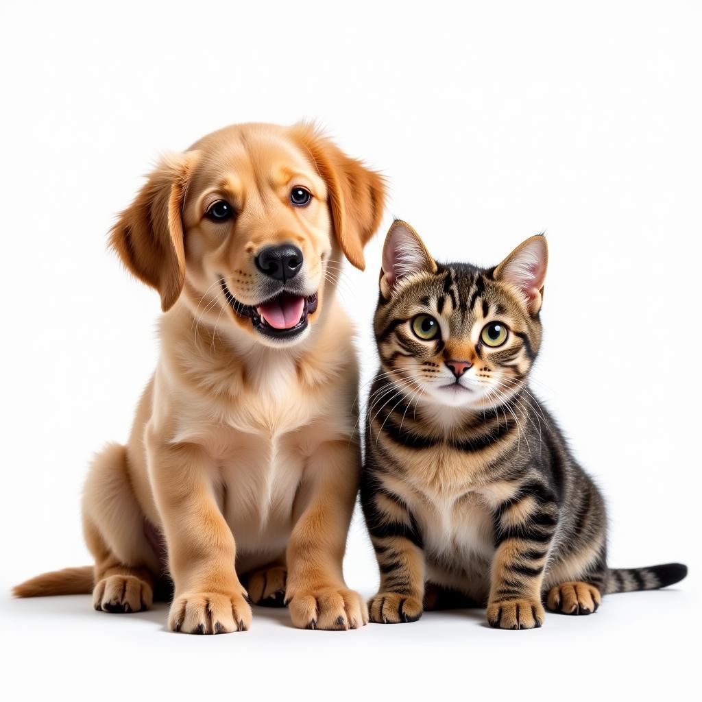 A happy cat and dog representing the care provided at Blake Veterinary Hospital