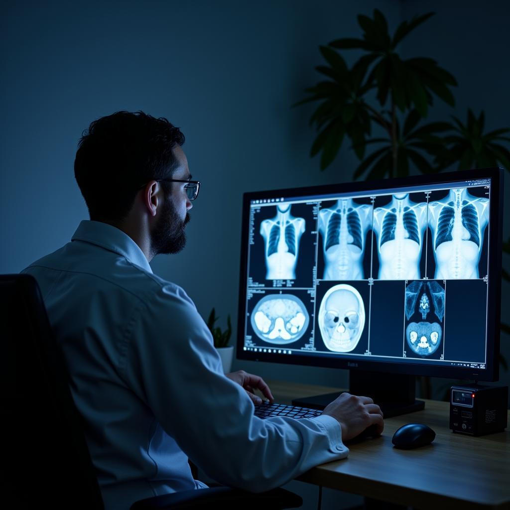 Board-Certified Radiologist Examining Scans at New Rochelle Hospital