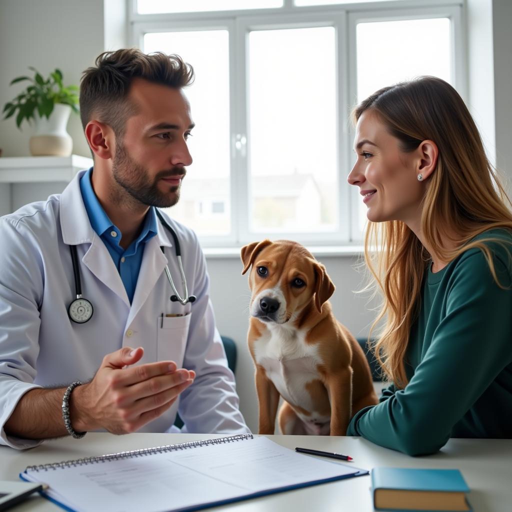 Veterinarian consulting with a pet owner in Bonney Lake