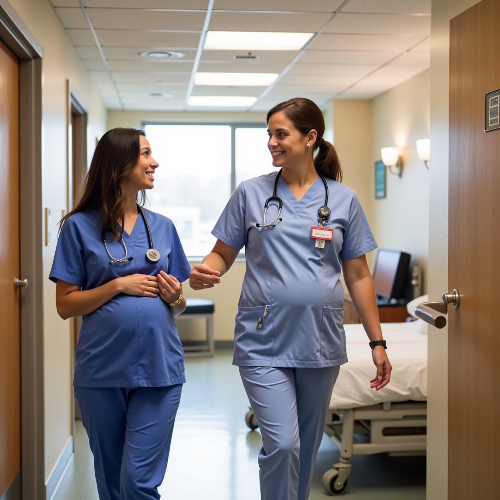 Couple touring a labor and delivery unit