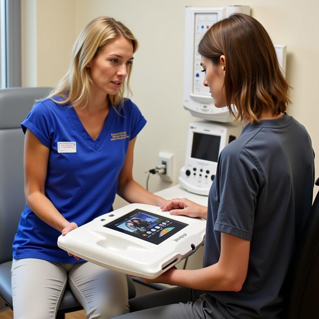 Therapist assisting patient in a therapy session