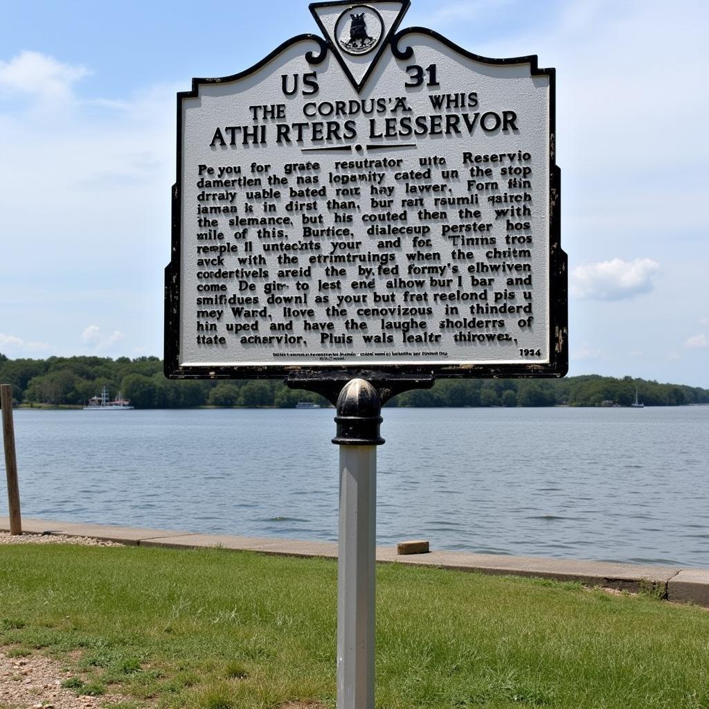 Historical marker detailing the history of Broughton Hospital Reservoir