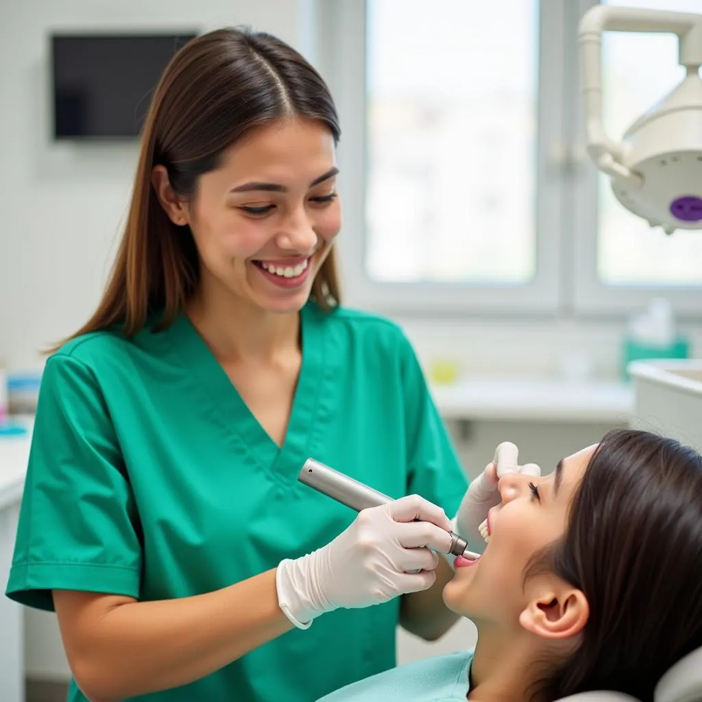 Dental hygienist cleaning teeth at Bundaberg Hospital