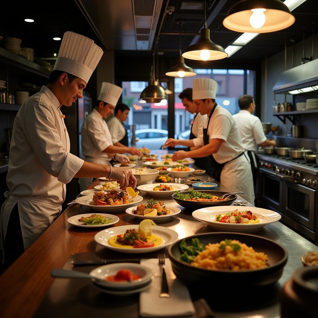 Bustling Restaurant Kitchen in Los Angeles