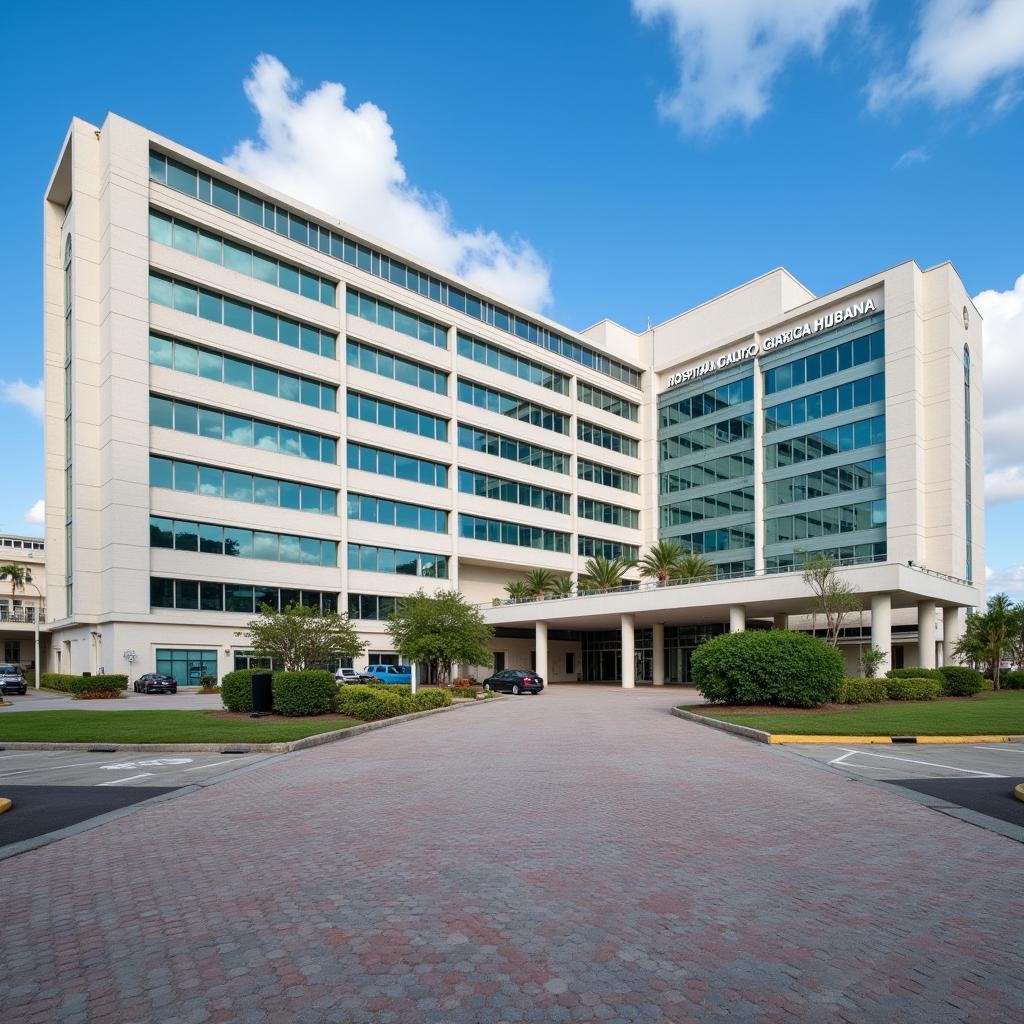 Modern exterior of Calixto Garcia Hospital