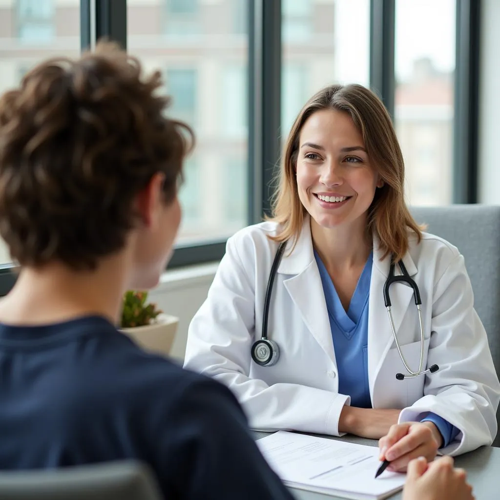 Compassionate Doctor Consulting with Patient at Cambridge Behavioral Hospital