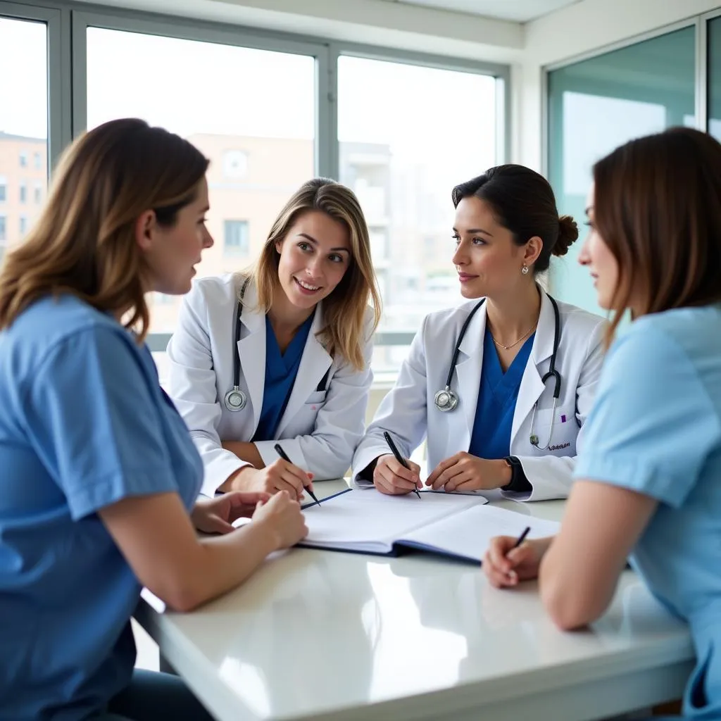 Doctors and staff collaborating on patient care at Carolina Pines Hospital