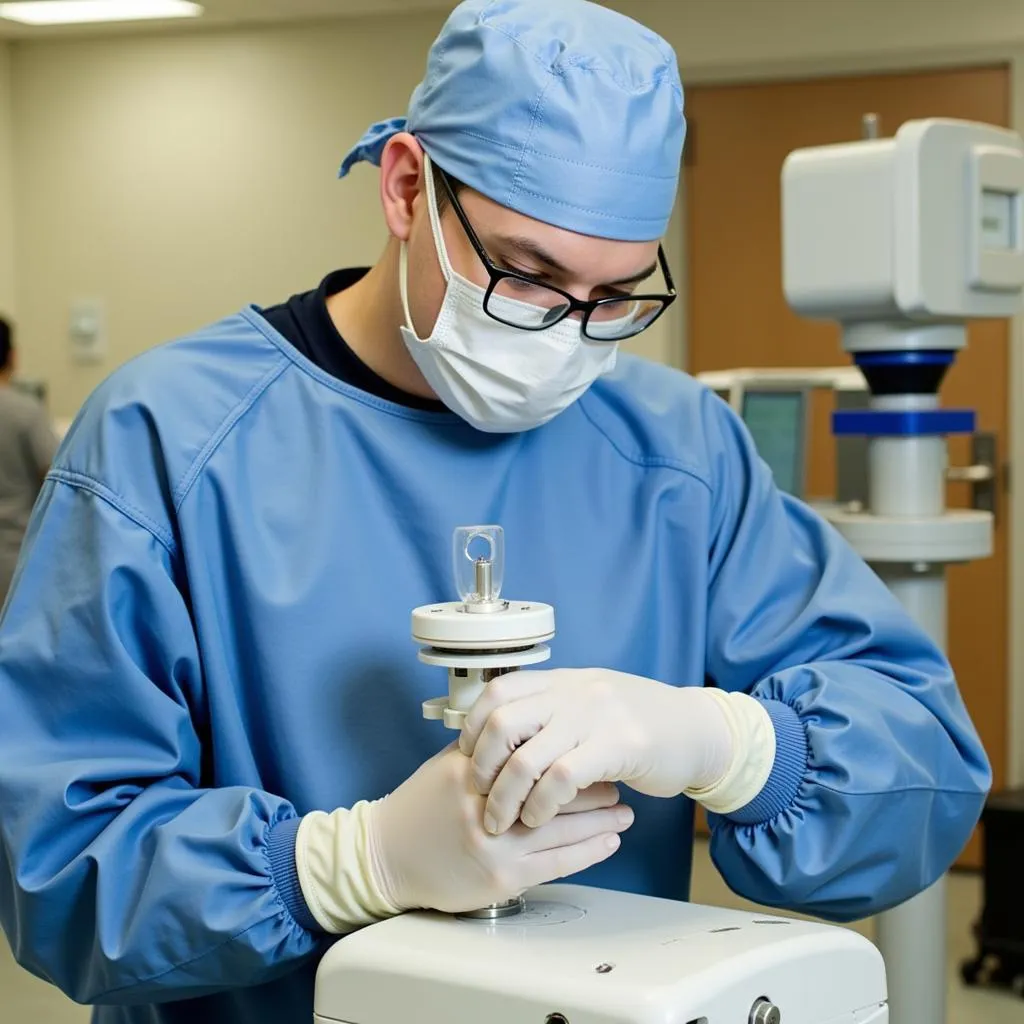 Technicians using advanced equipment at Carolina Pines Hospital