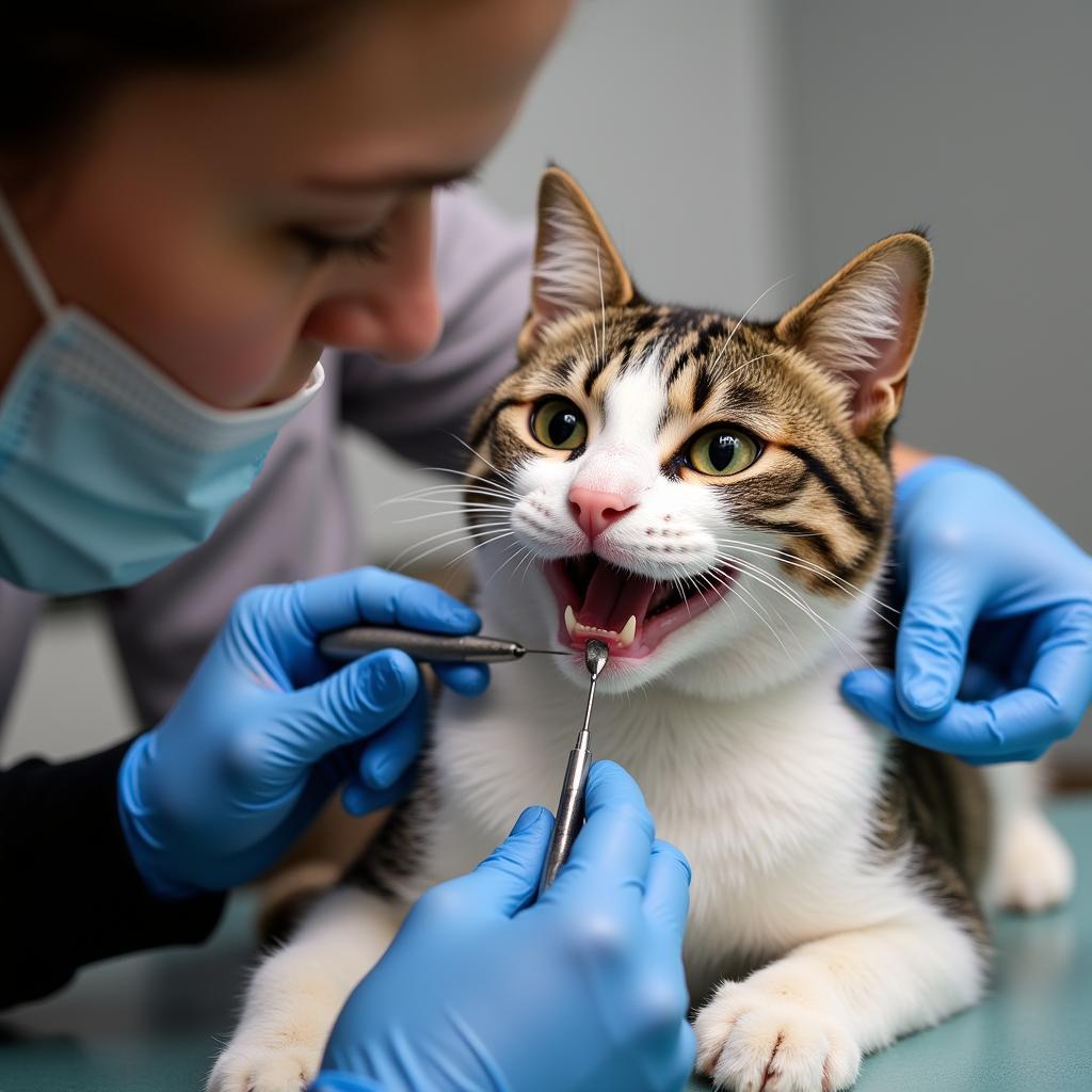 Cat Receiving Gentle Dental Care at West Clay Animal Hospital