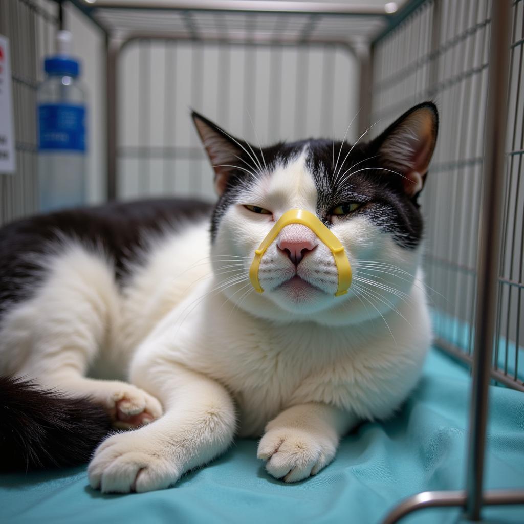 Cat Receiving Oxygen Therapy