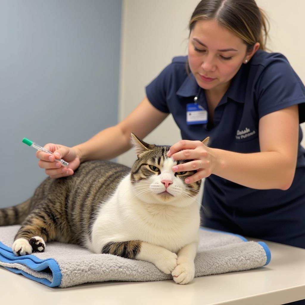 Cat Receiving Treatment at New Bedford Animal Hospital