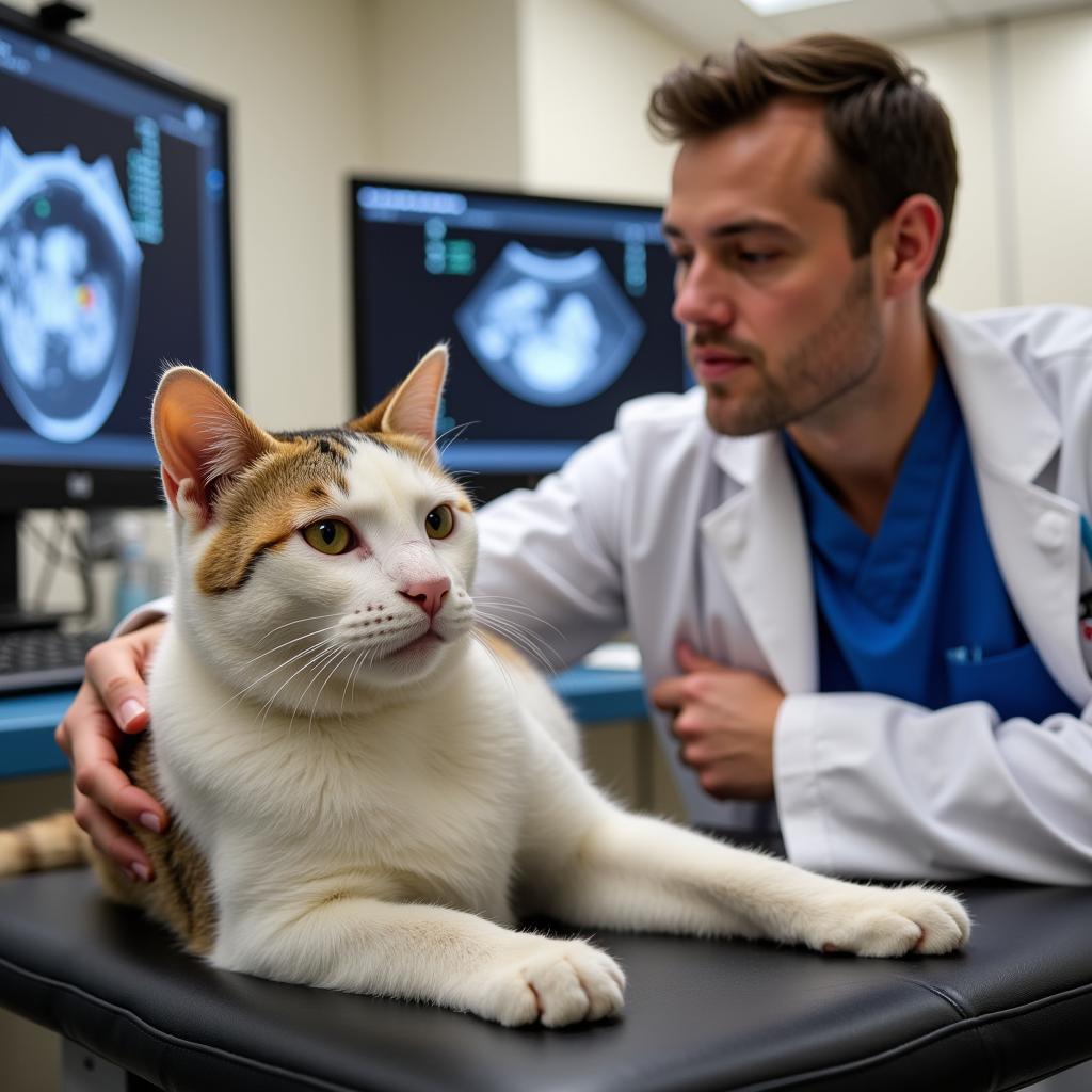 Cat undergoing an ultrasound examination