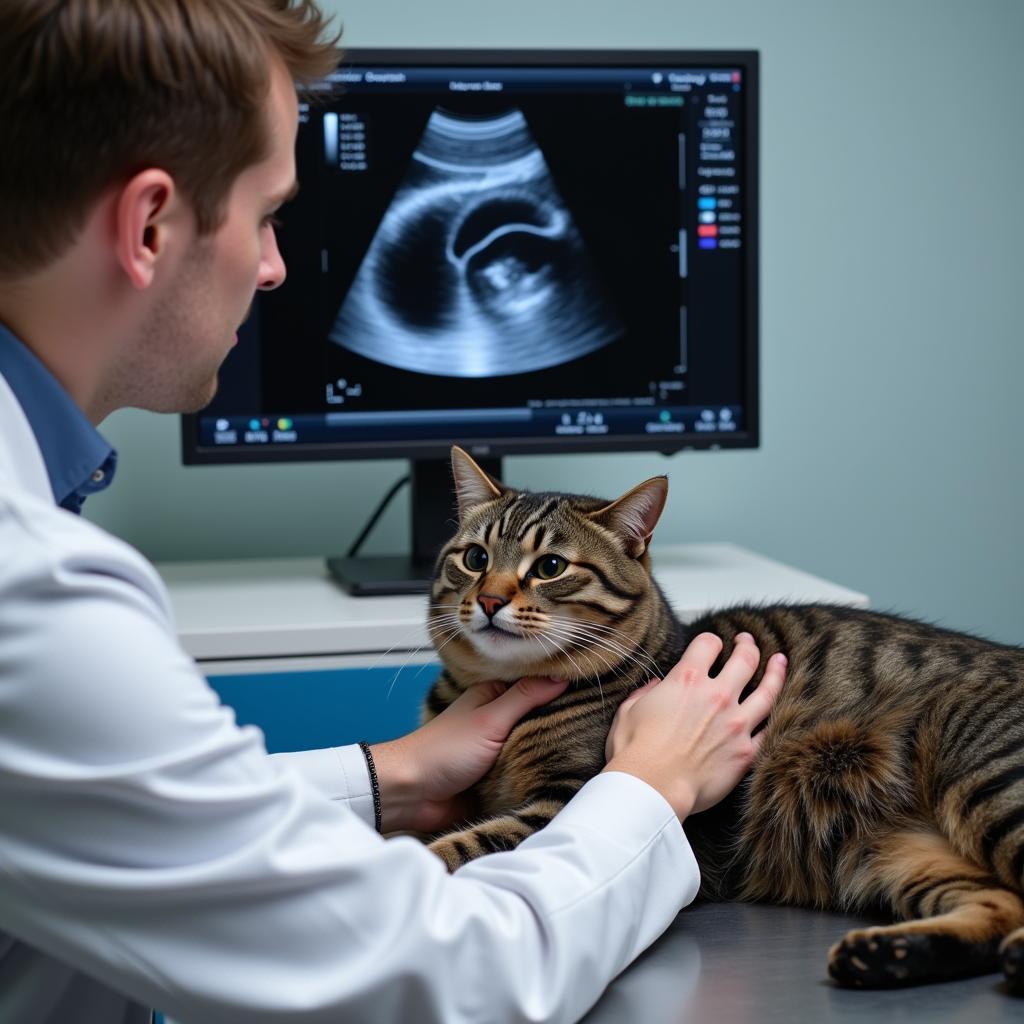 Cat Receiving an Ultrasound at a Pet Hospital in Hilo