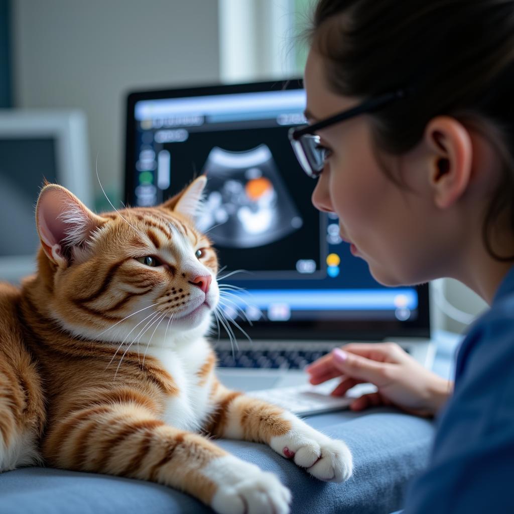 Cat undergoing an ultrasound at Rogue River Vet