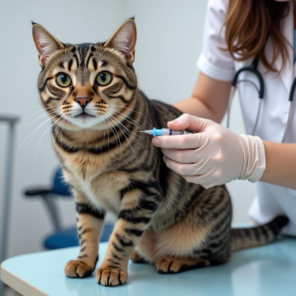 Cat Receiving Vaccination at Cameron Park Animal Hospital