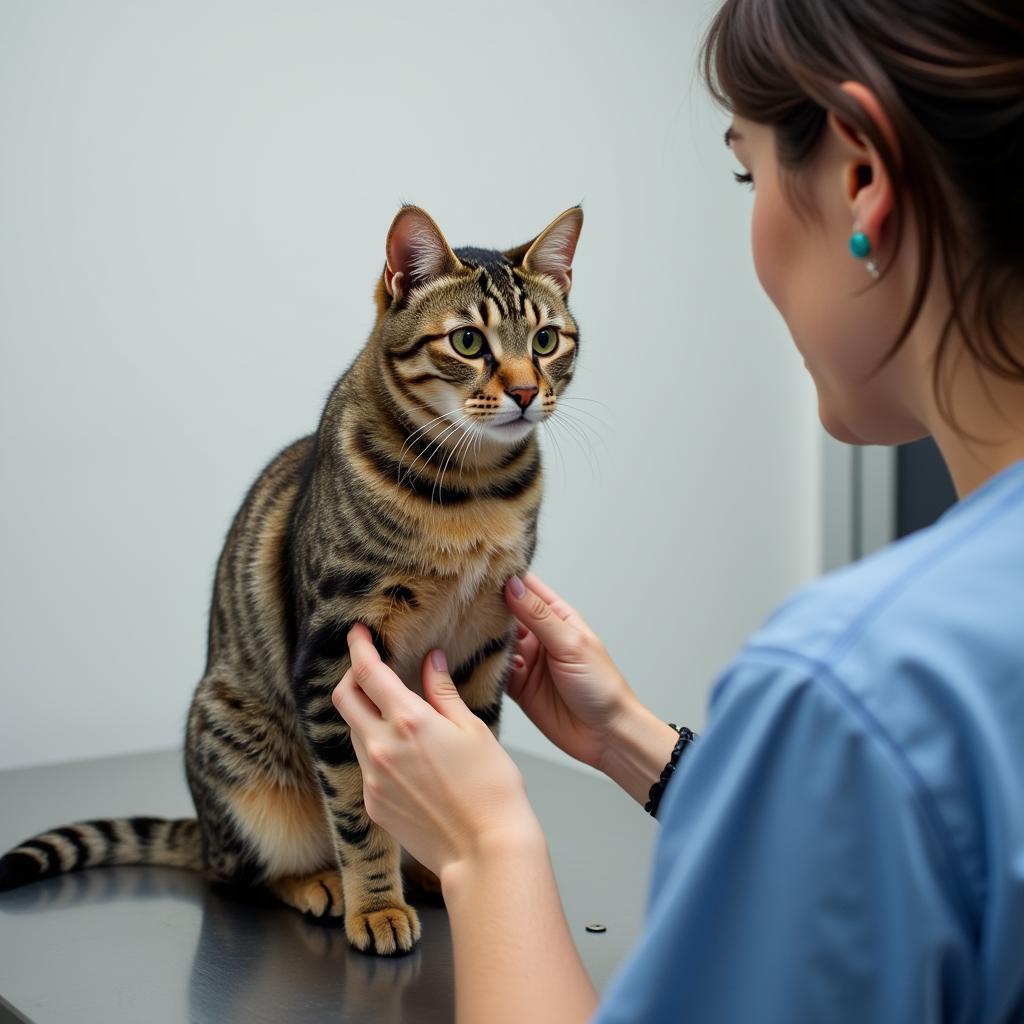 Cat comfortably receiving a vaccination at a Smithtown animal hospital