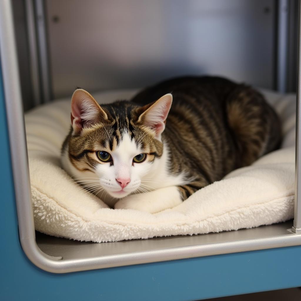 Cat Recovering Comfortably in Our Animal Hospital