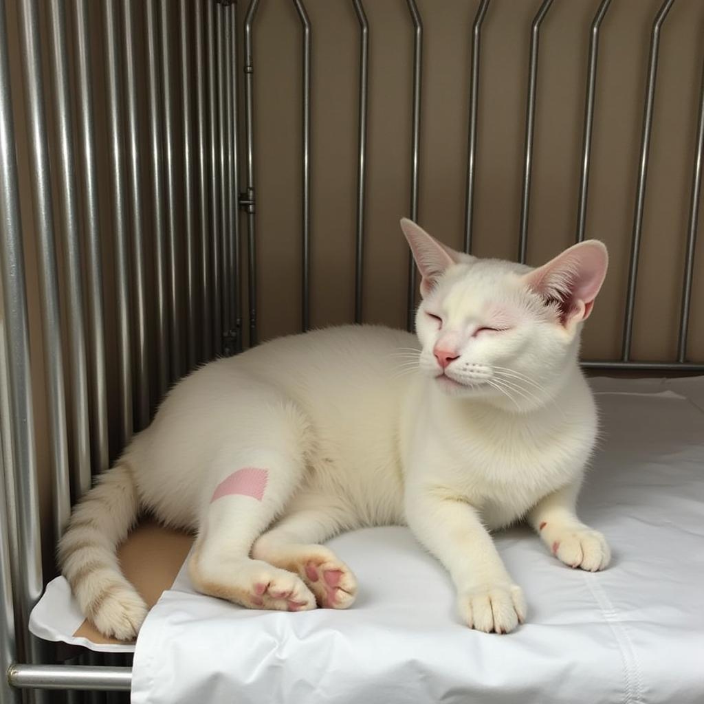 Cat Recovering Comfortably After Laser Surgery