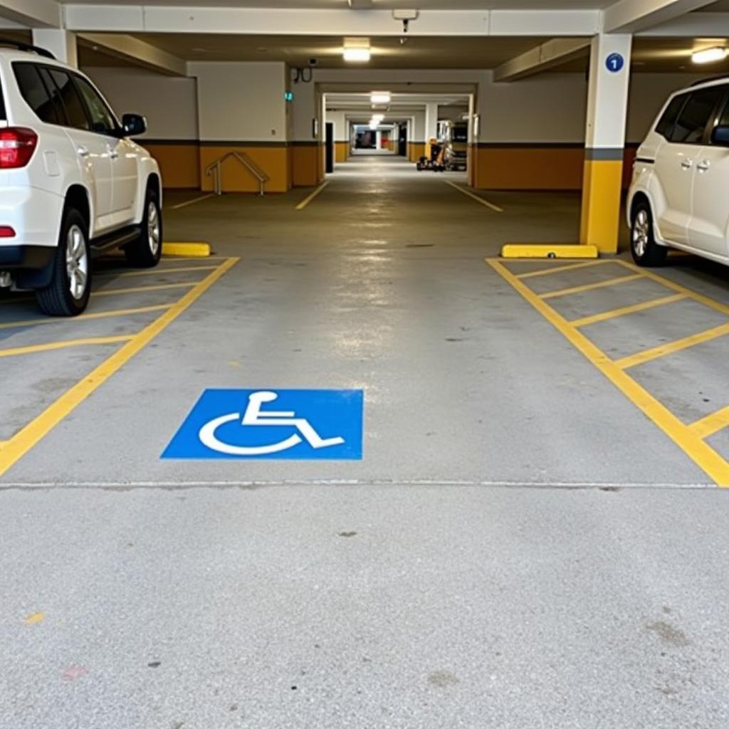 Centennial Hospital Parking Garage B designated accessible parking spaces