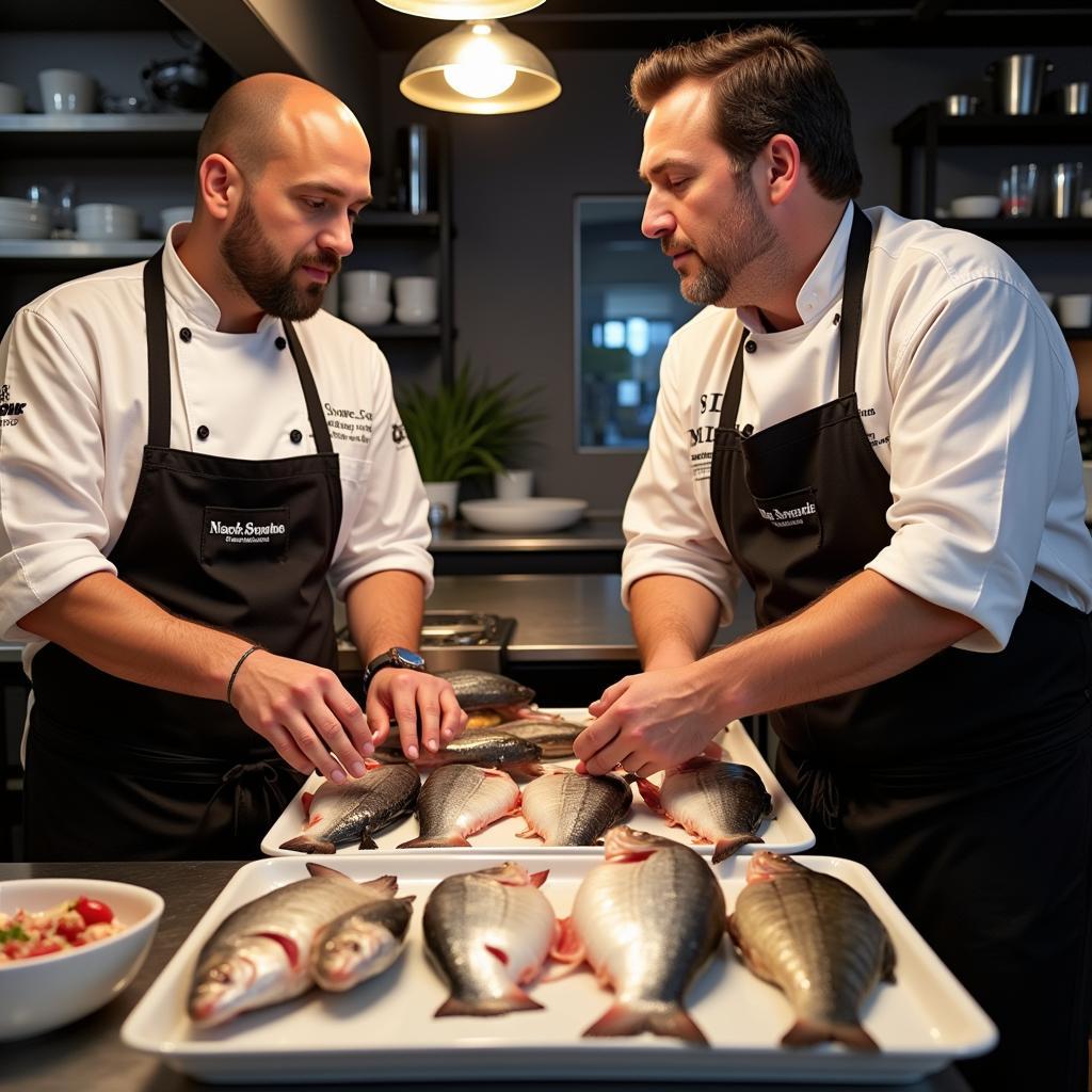 Chef Consulting with Fish Supplier 