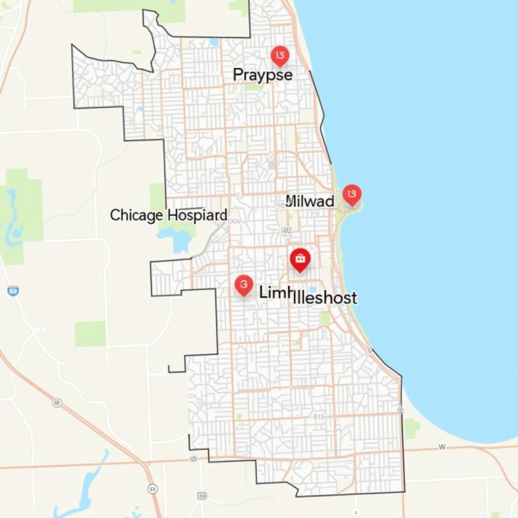 Map of Central Chicago Hospitals