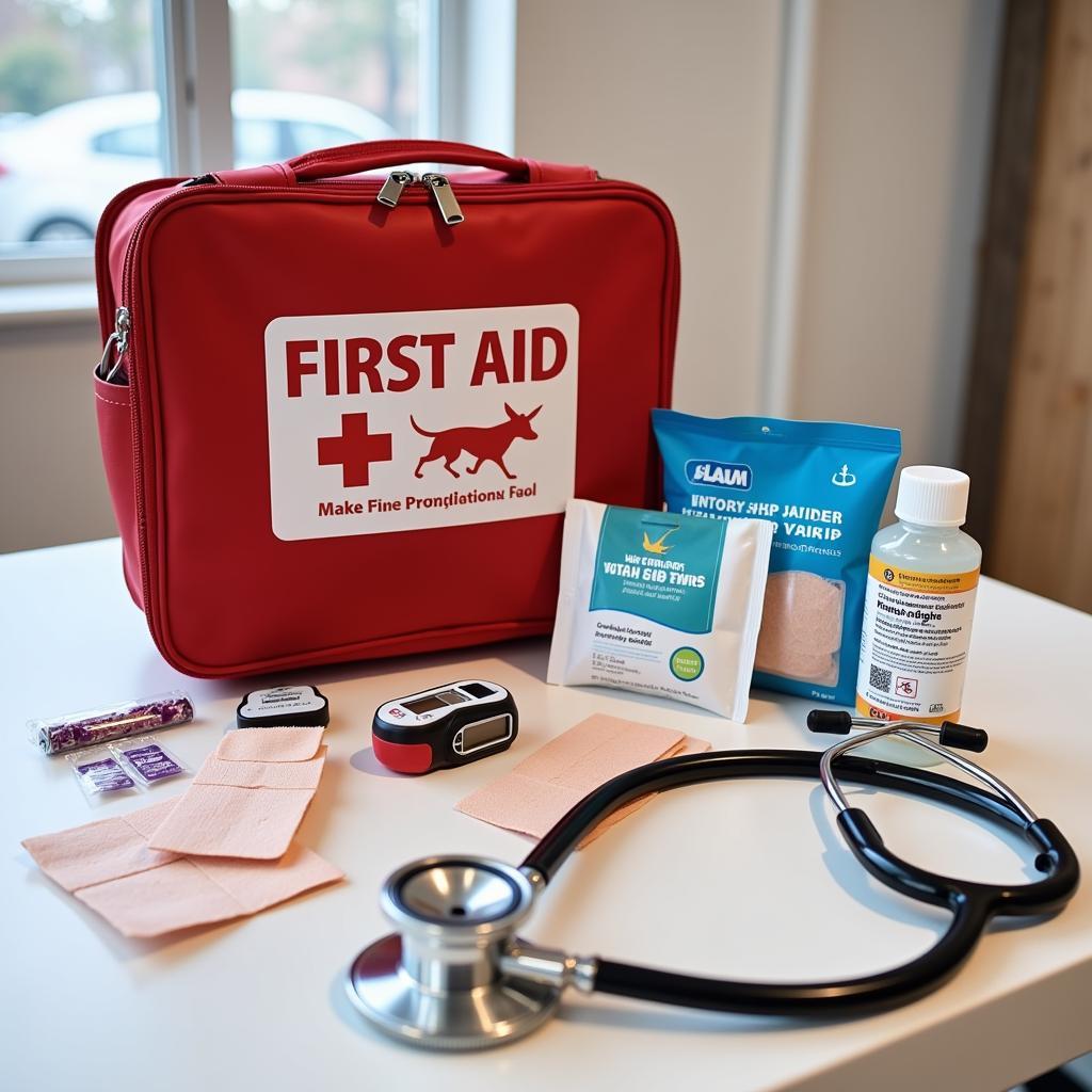 Pet First Aid Kit with Stethoscope and Medication