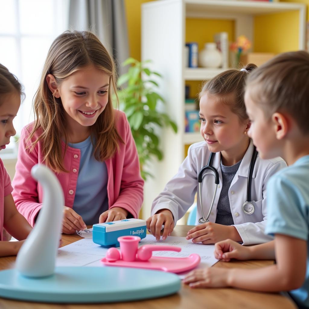 Children participating in hospital pretend play