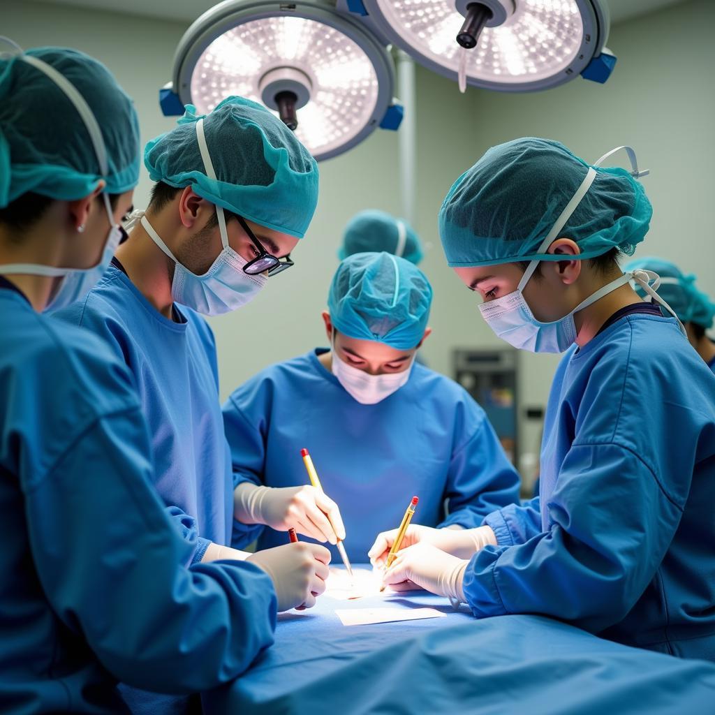 Pediatric surgical team preparing for a procedure