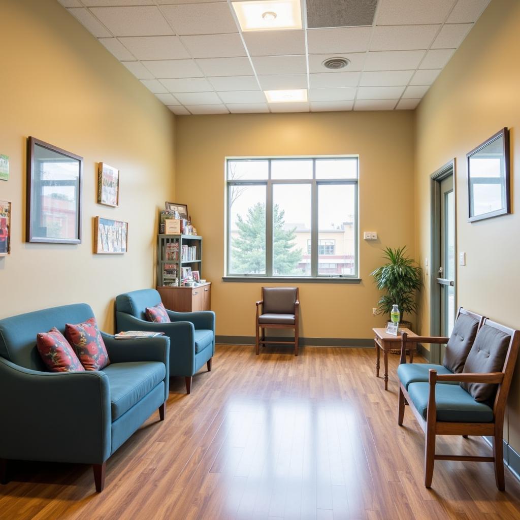 Clean and welcoming waiting area at the animal hospital